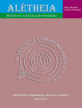 					Ver Vol. 8 Núm. 1 (2020): Alétheia: Revista Académica de la Escuela de Postgrado de la Universidad Femenina del Sagrado Corazón-Unifé
				